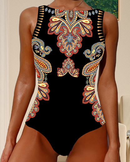 Paisley Mouwloze Eendelige Badpak