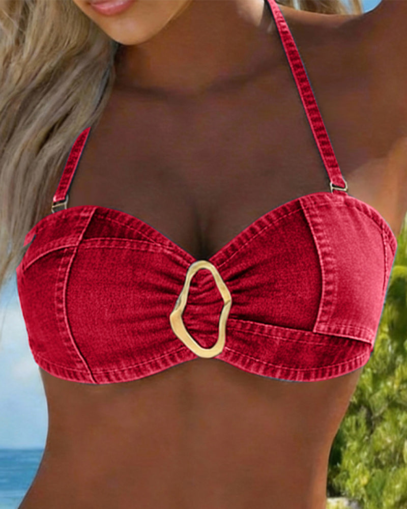 Metaal Gesp Halter Bikini
