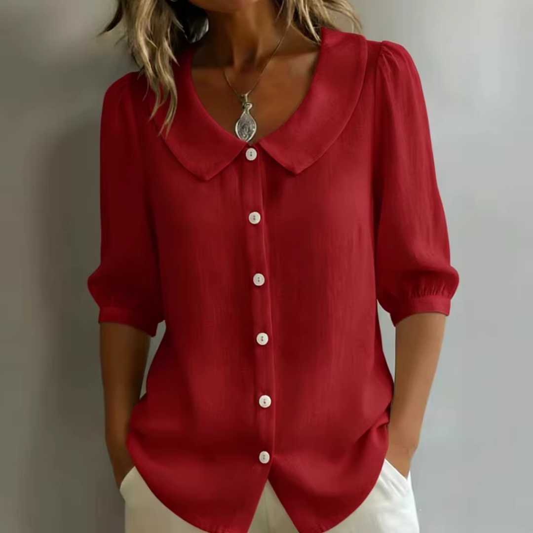 Van Delft Mode® | Blouse met kraag en knoopsluiting