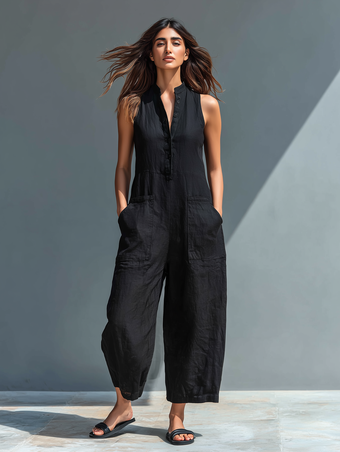 Mouwloze Linnen Dungaree