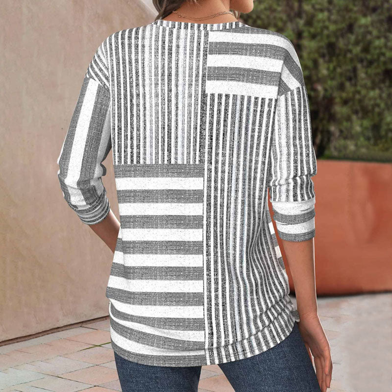 Van Delft Mode® | Gestreepte Blouse met Modieuze Twist