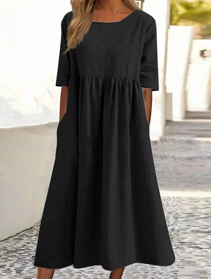 Van Delft Mode® | Elegante dames jurk met Ronde Hals