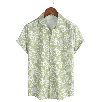 Van Delft Mode®| Hawaïblouse met korte mouwen en bloemenpatroon