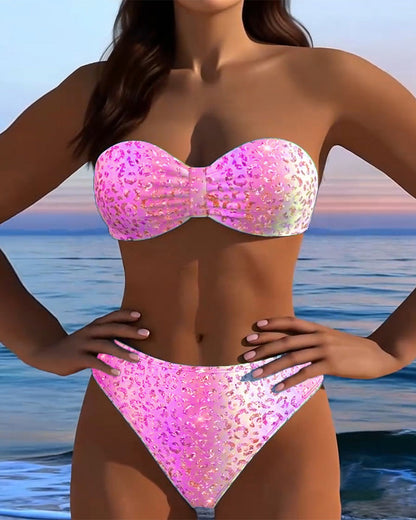Luipaardprint Bandeau Bikini