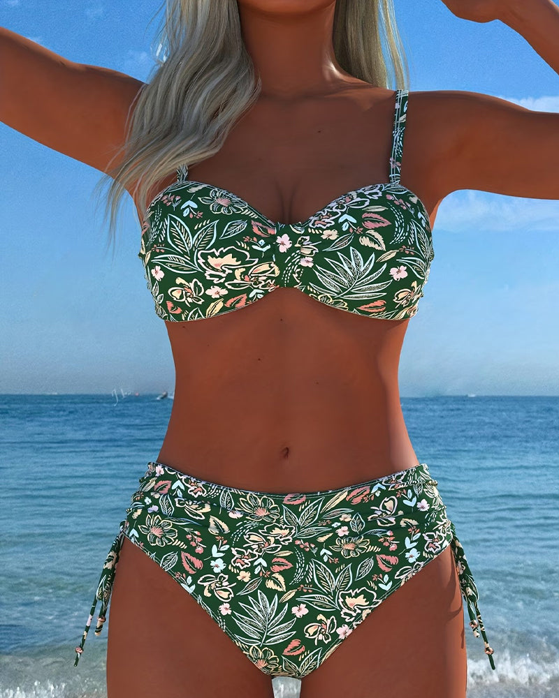 Bloemig Gescheiden String Bikini