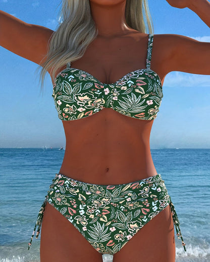 Bloemig Gescheiden String Bikini