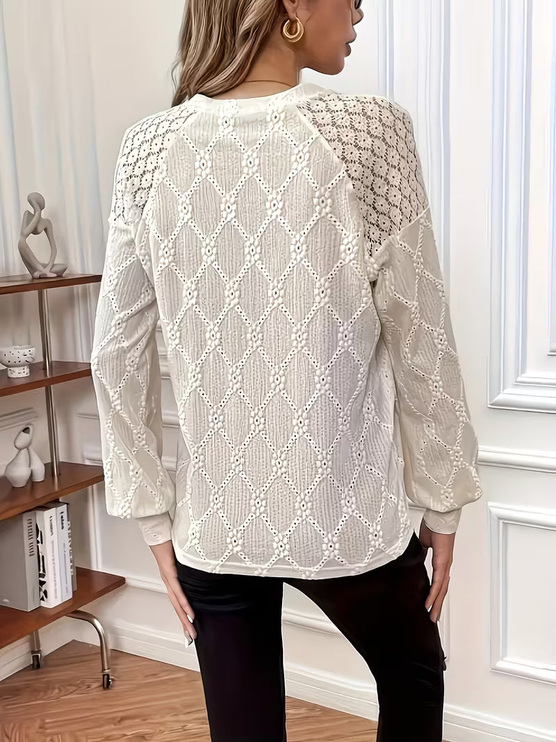 Van Delft Mode® |Blouse met patroon en lange mouwen