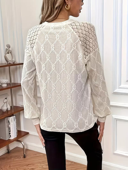 Van Delft Mode® |Blouse met patroon en lange mouwen