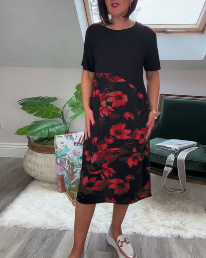 Van Delft Mode® | Patchworkjurk met Ronde Halslijn en Bloemenprint