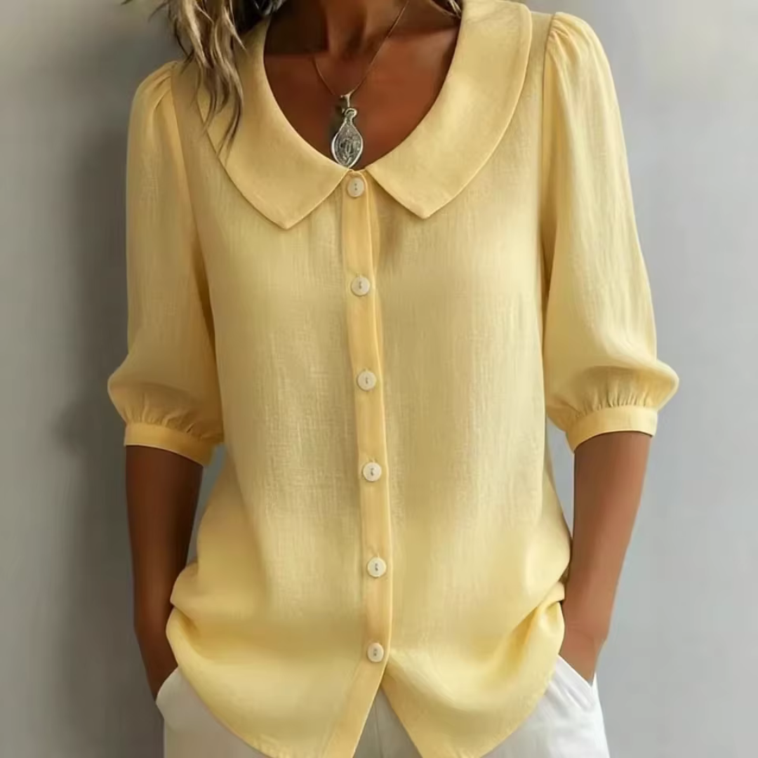 Van Delft Mode® | Blouse met kraag en knoopsluiting