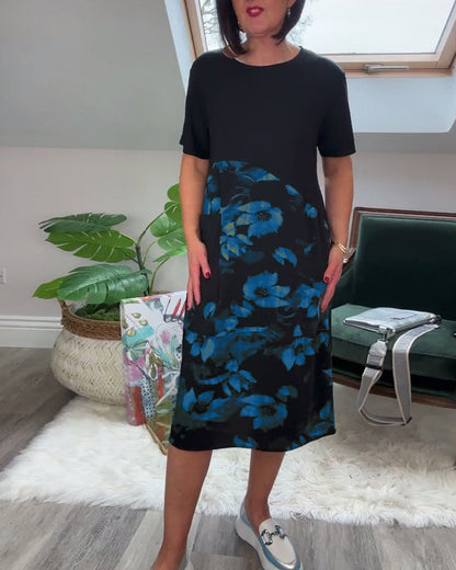 Van Delft Mode® | Patchworkjurk met Ronde Halslijn en Bloemenprint