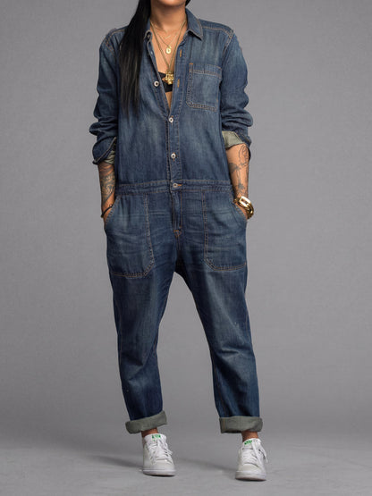 Van Delft Mode® | Dames-Denim-Overall met losse pasvorm