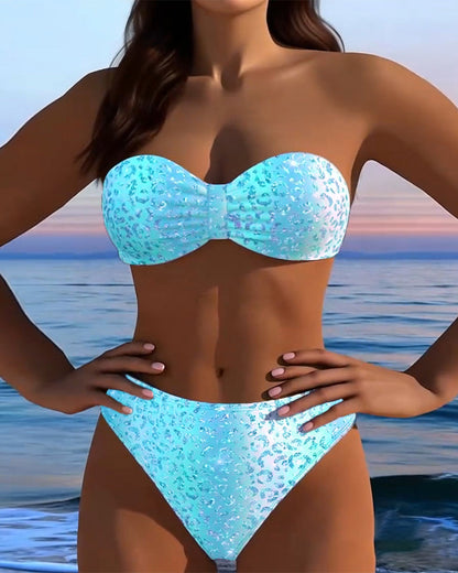Luipaardprint Bandeau Bikini
