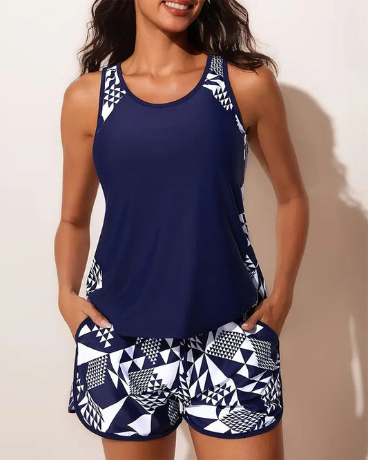 Tanktop Geometrische Print Tweedelige Badpak