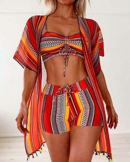 Resort Print Bikini Drie-Delige Badpak