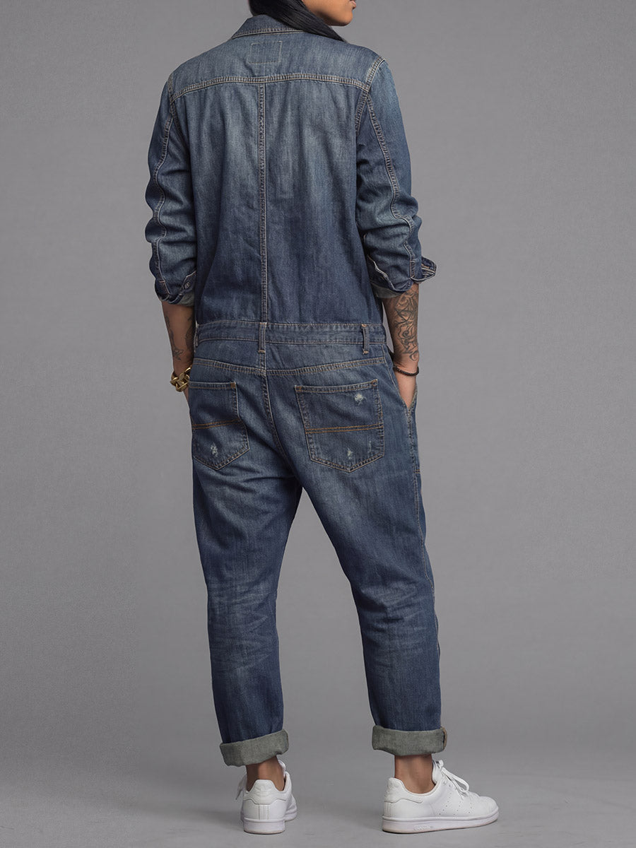 Van Delft Mode® | Dames-Denim-Overall met losse pasvorm
