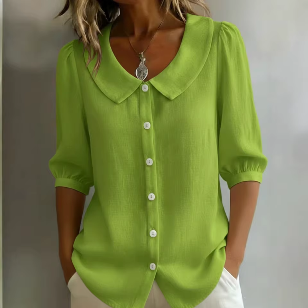 Van Delft Mode® | Blouse met kraag en knoopsluiting