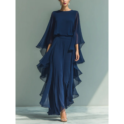 Van Delft Mode® | Elegante chiffonjurk met ruches