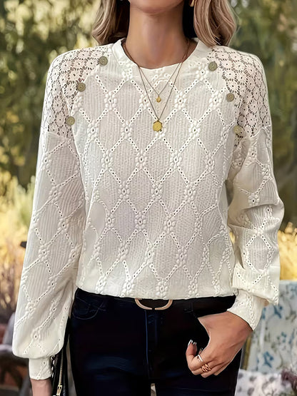 Van Delft Mode® |Blouse met patroon en lange mouwen