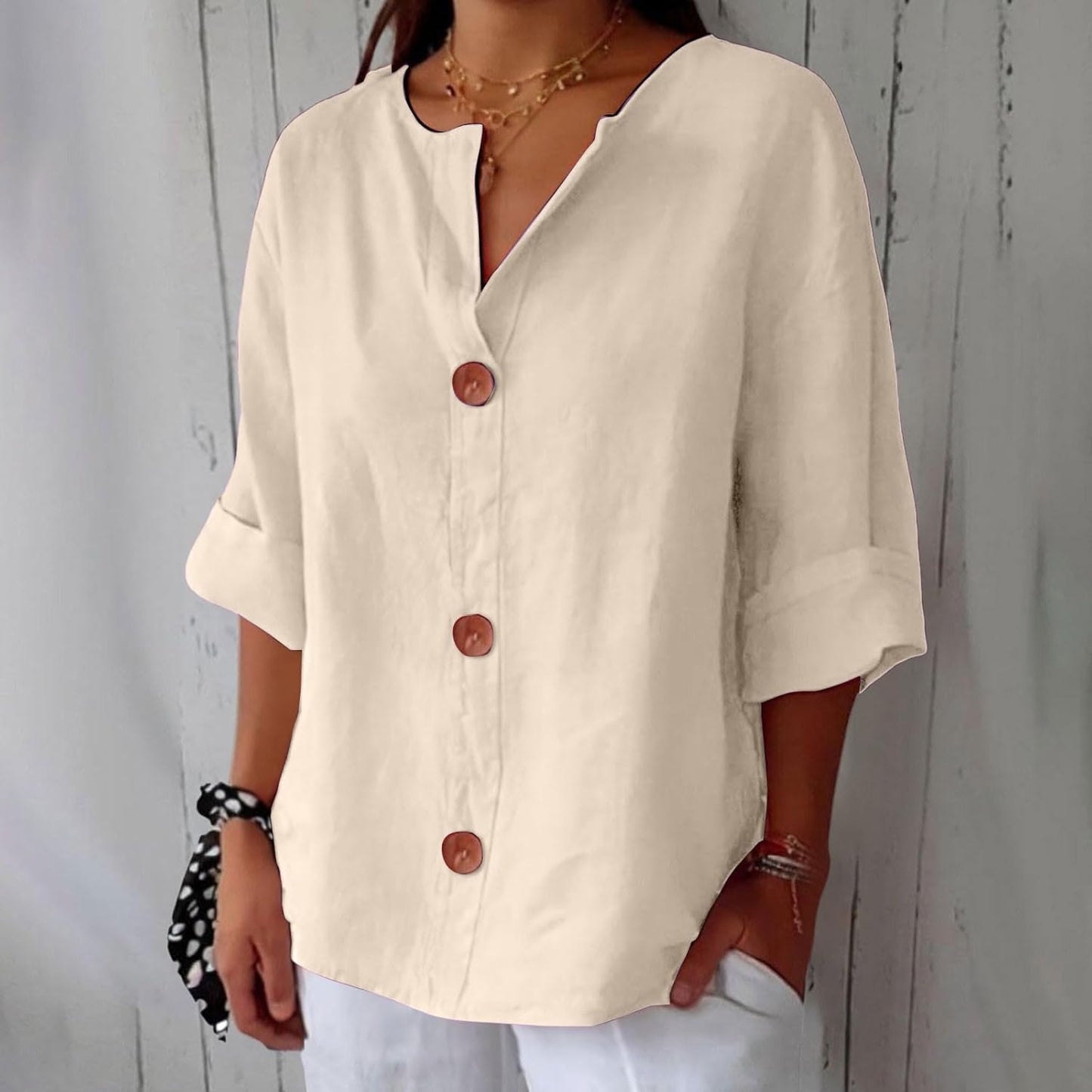 Van Delft Mode® | Minimalistische Blouse met Verticale Structuur