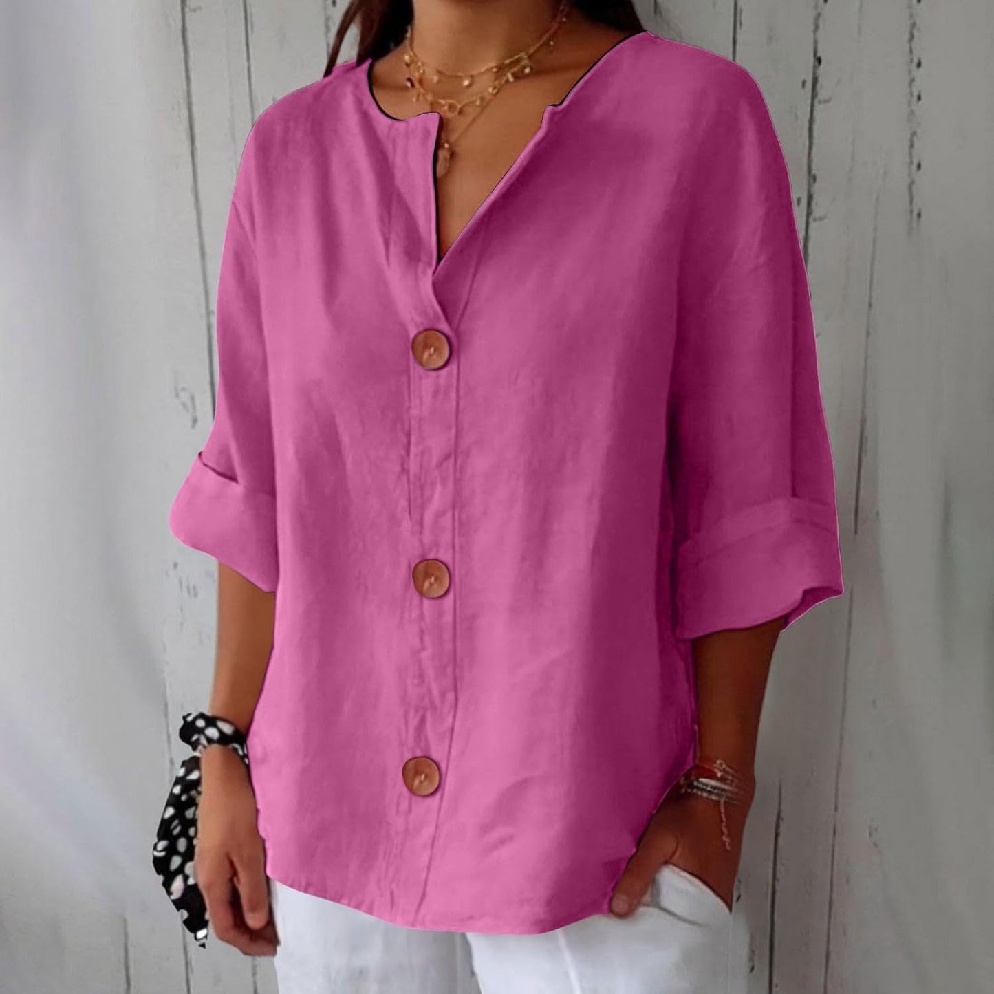 Van Delft Mode® | Minimalistische Blouse met Verticale Structuur