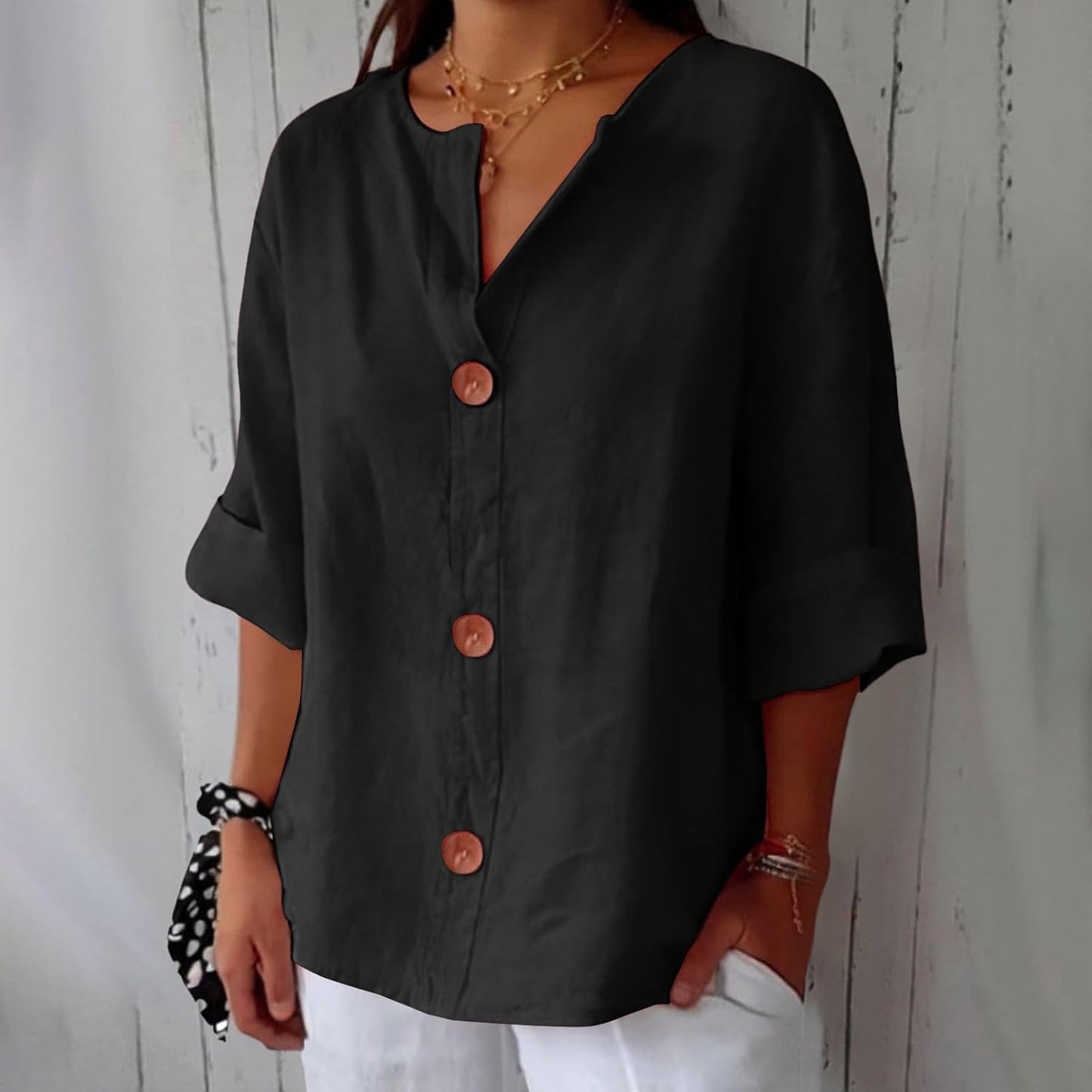 Van Delft Mode® | Minimalistische Blouse met Verticale Structuur