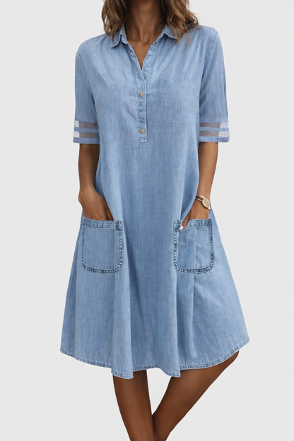 Van Delft Mode® | Comfortabele flatterende Denim Jurk