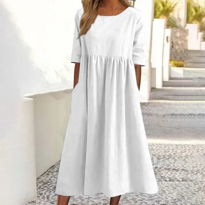 Van Delft Mode® | Elegante dames jurk met Ronde Hals