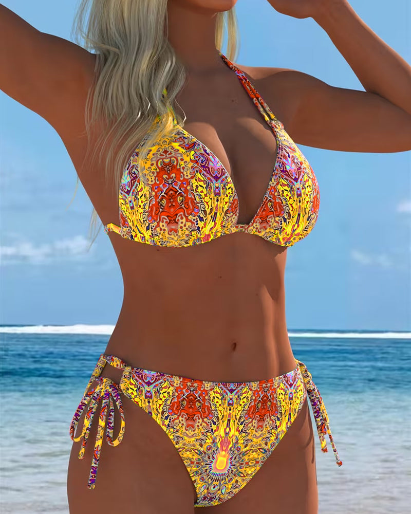Gekleurde Halter Print Bikini