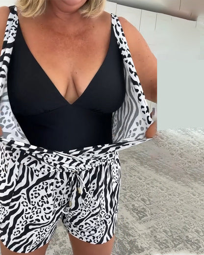 Zebra Print Slim Fit Badpak