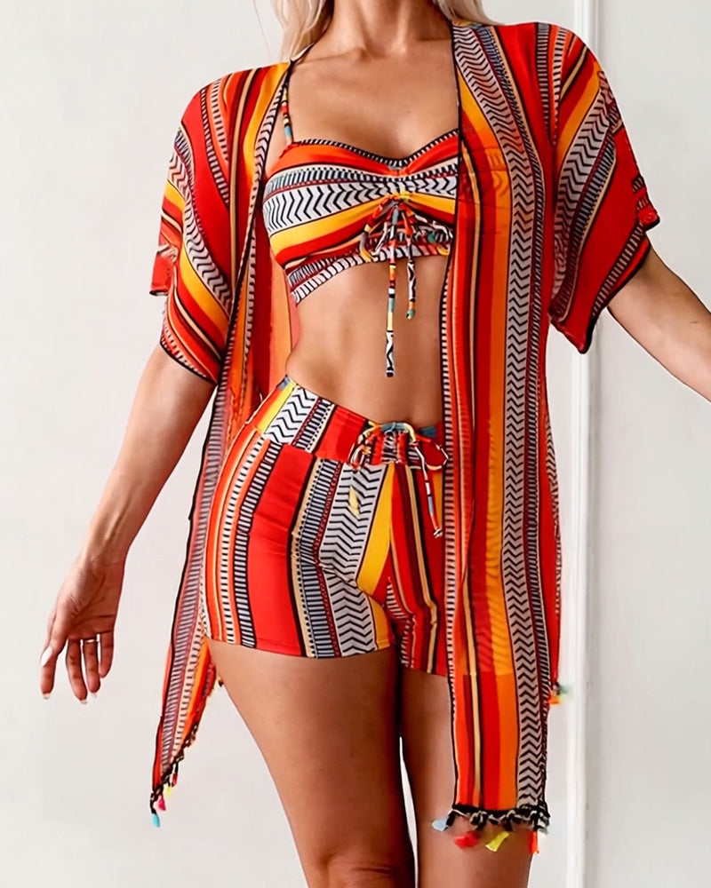 Resort Print Bikini Drie-Delige Badpak