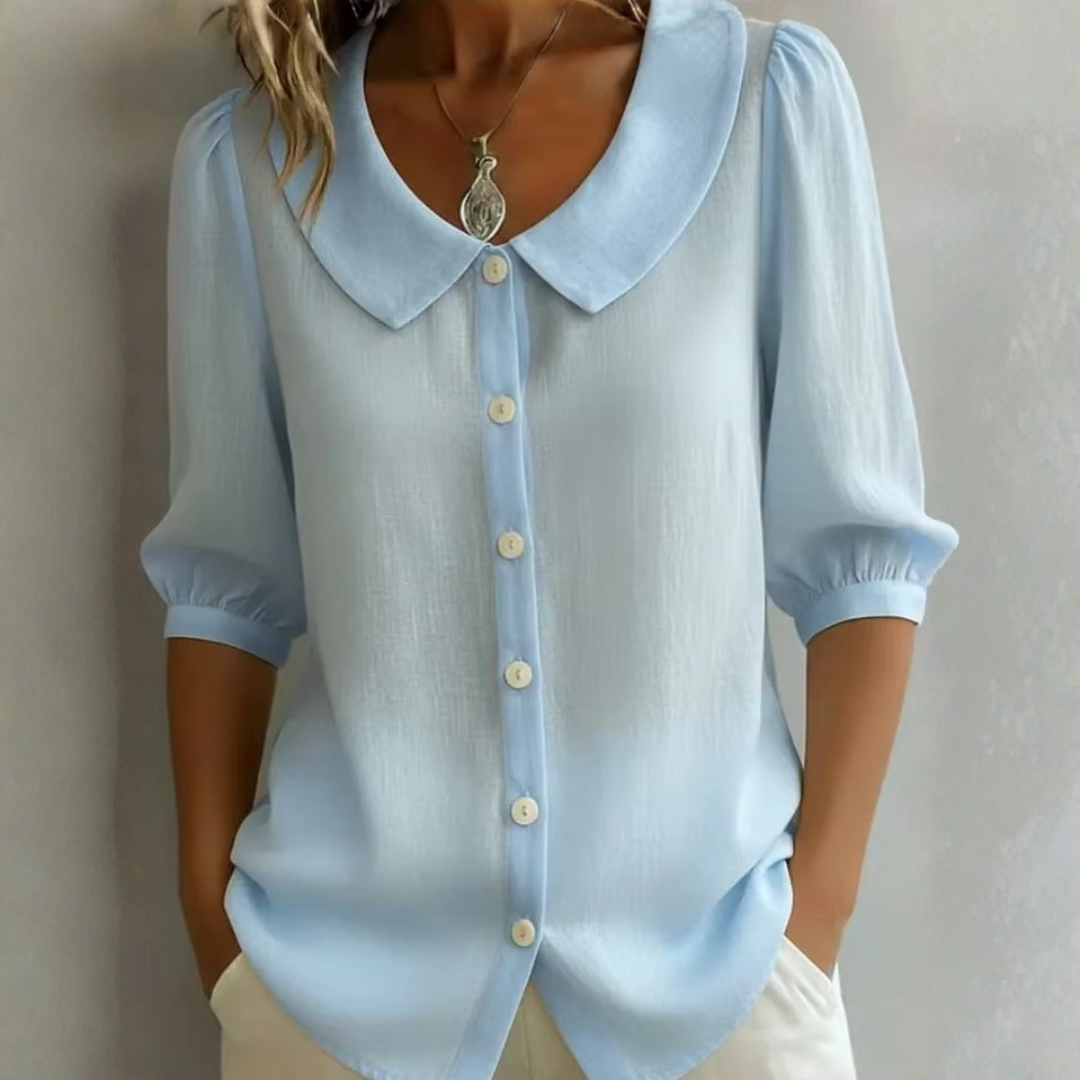 Van Delft Mode® | Blouse met kraag en knoopsluiting