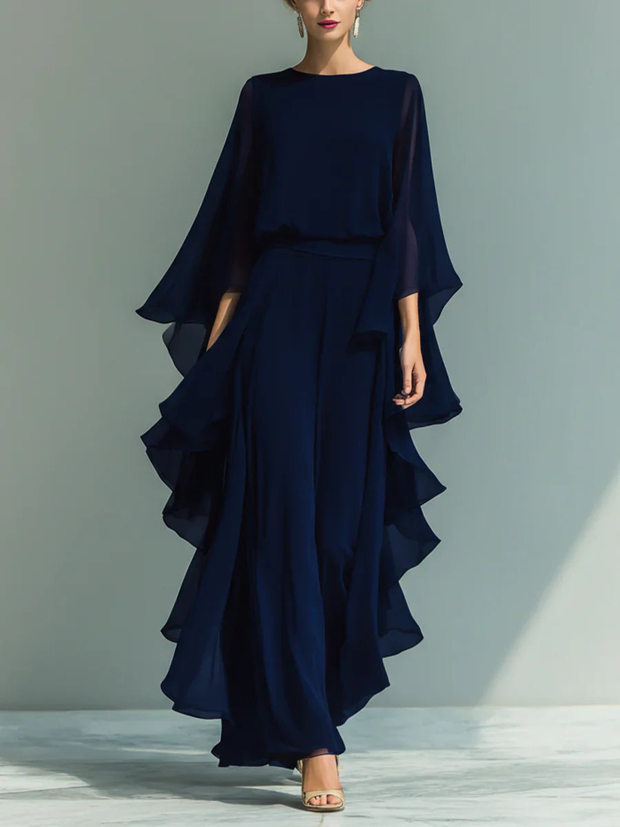 Van Delft Mode® | Elegante chiffonjurk met ruches