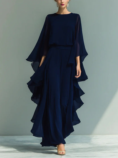 Van Delft Mode® | Elegante chiffonjurk met ruches