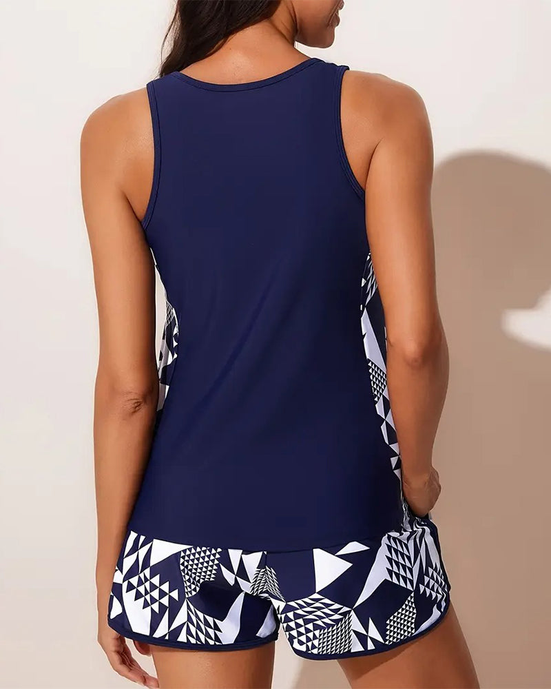 Tanktop Geometrische Print Tweedelige Badpak