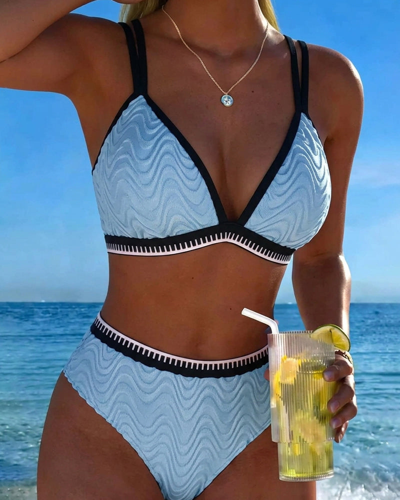 Kleurblok Dubbele Band Textuur Bikini