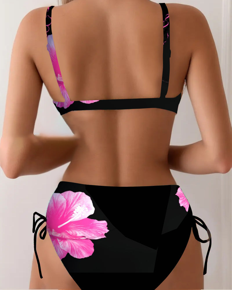 Driehoekige Tie Bloemenprint Bikini