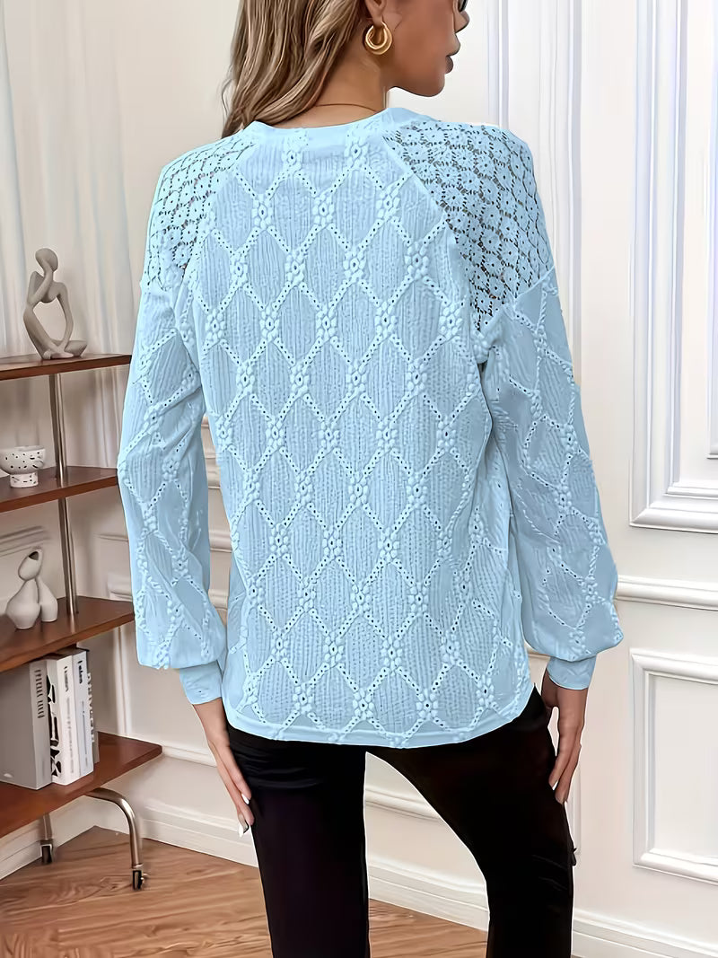 Van Delft Mode® |Blouse met patroon en lange mouwen