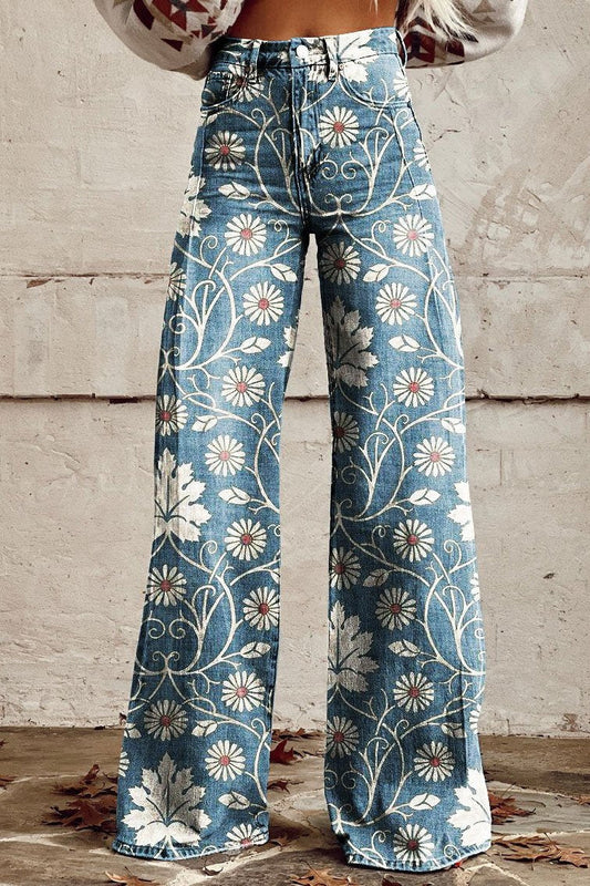 Van Delft Mode®| Elegante Boho Broek met Bloemenpatroon