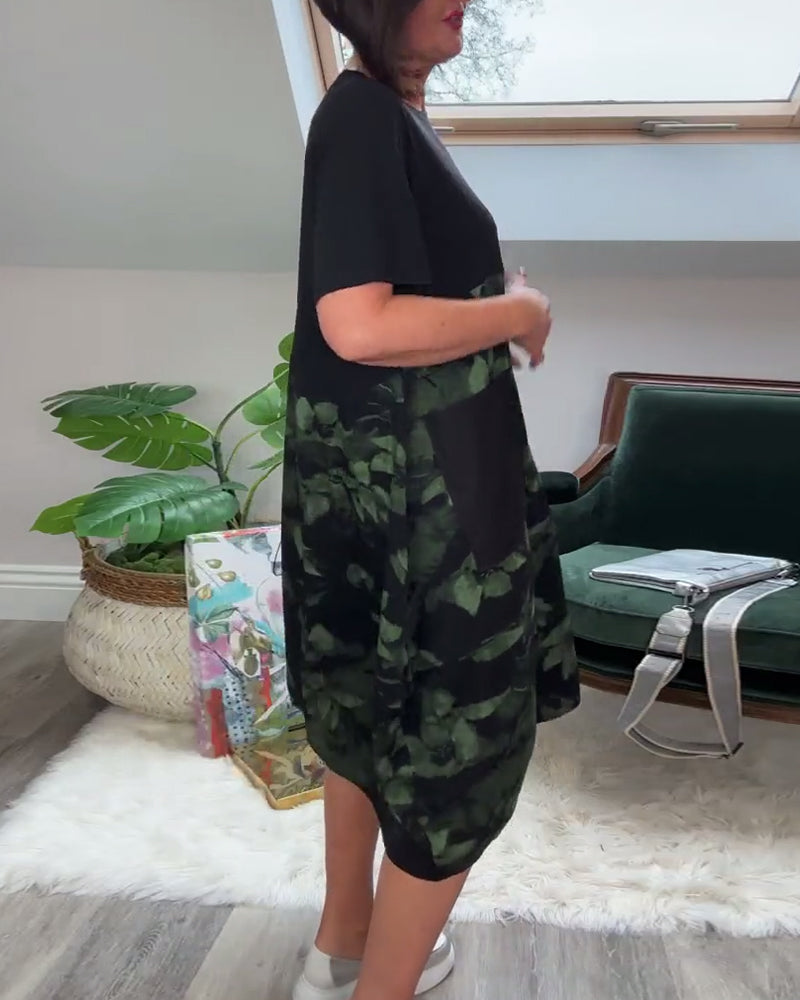 Van Delft Mode® | Patchworkjurk met Ronde Halslijn en Bloemenprint