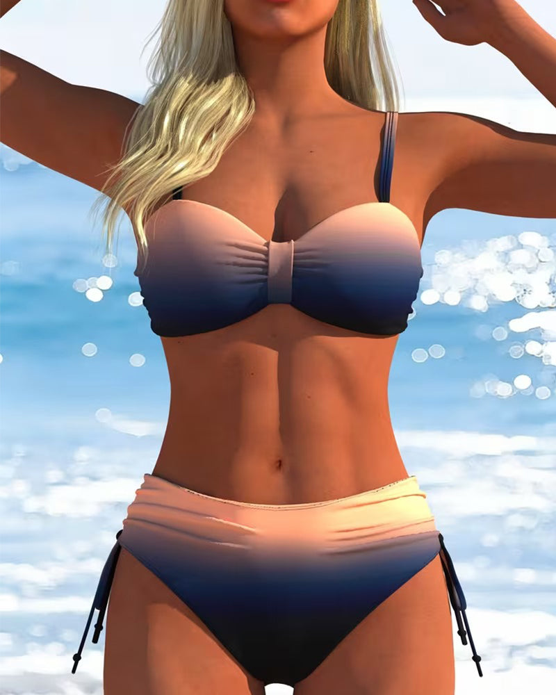 Gradient Patroon Trekkoord Mode Bikini
