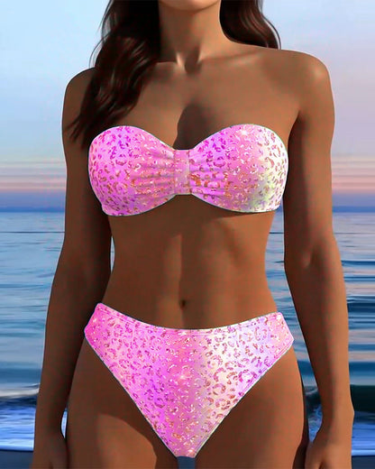Luipaardprint Bandeau Bikini