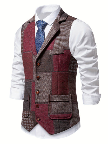 Van Delft Mode® | Tweedvest met visgraatpatroon voor heren