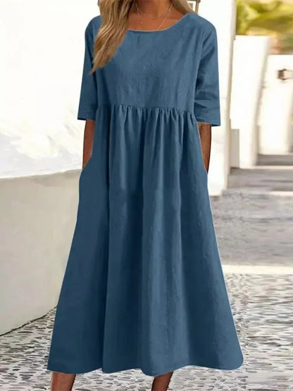 Van Delft Mode® | Elegante dames jurk met Ronde Hals