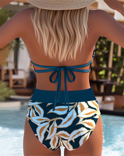 Hooggewaisted Briefs Gedrukte Bralette Bikini