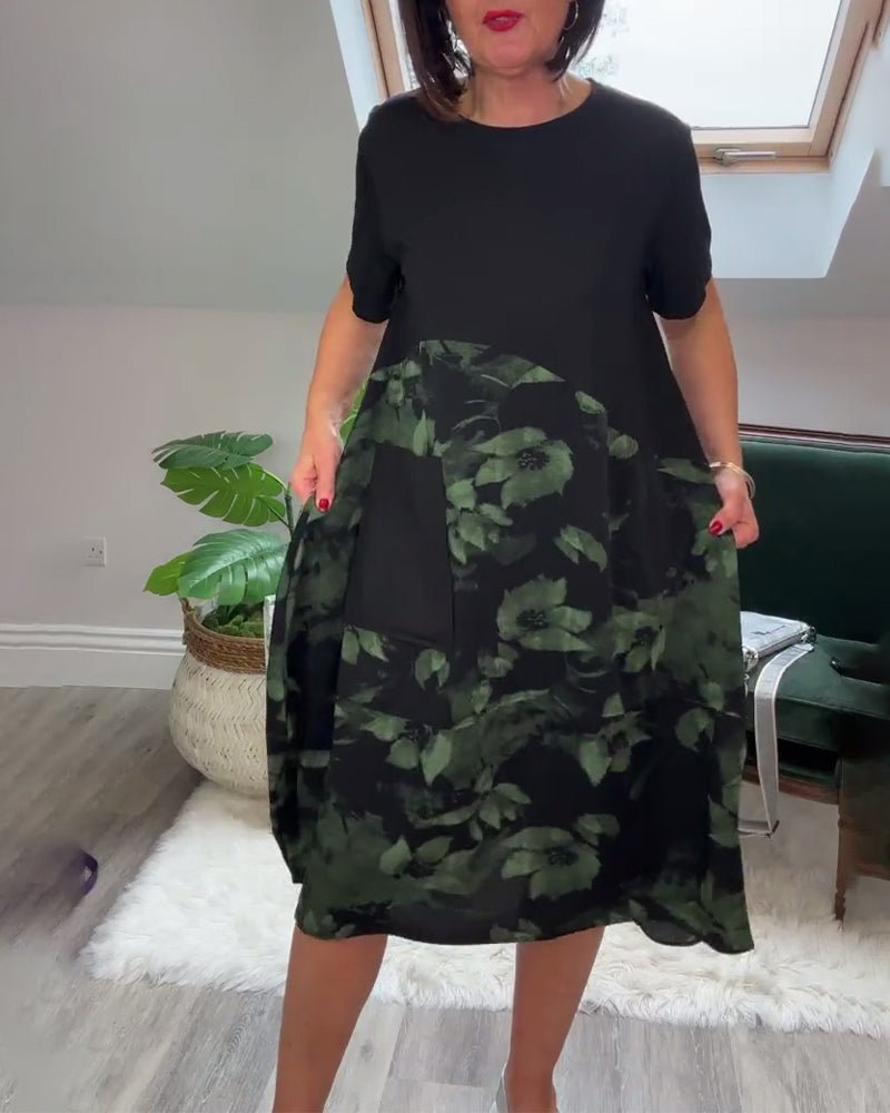 Van Delft Mode® | Patchworkjurk met Ronde Halslijn en Bloemenprint