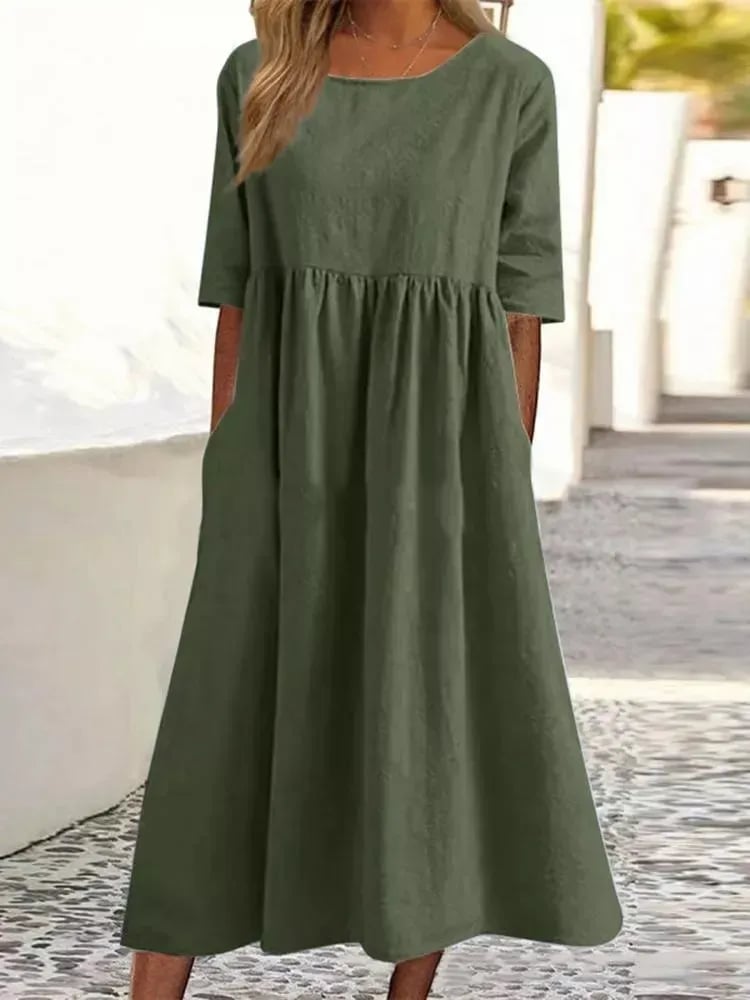 Van Delft Mode® | Elegante dames jurk met Ronde Hals