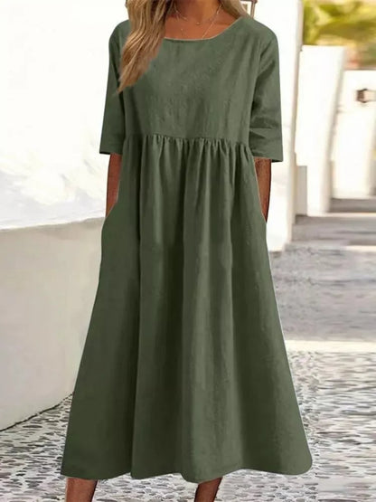 Van Delft Mode® | Elegante dames jurk met Ronde Hals