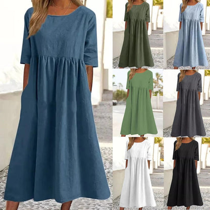 Van Delft Mode® | Elegante dames jurk met Ronde Hals