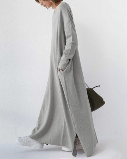 Van Delft Mode® | Modieuze Lange Mouwen V-hals Jurk